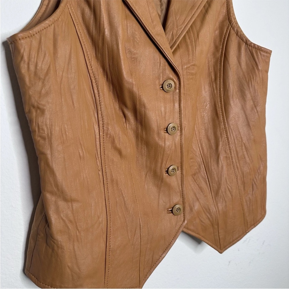 Coldwater Creek Tan Leather vest - Picture 2 of 6